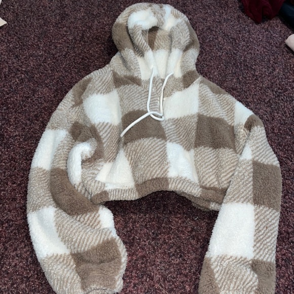 Plaid Sherpa brown & white - Picture 1 of 2